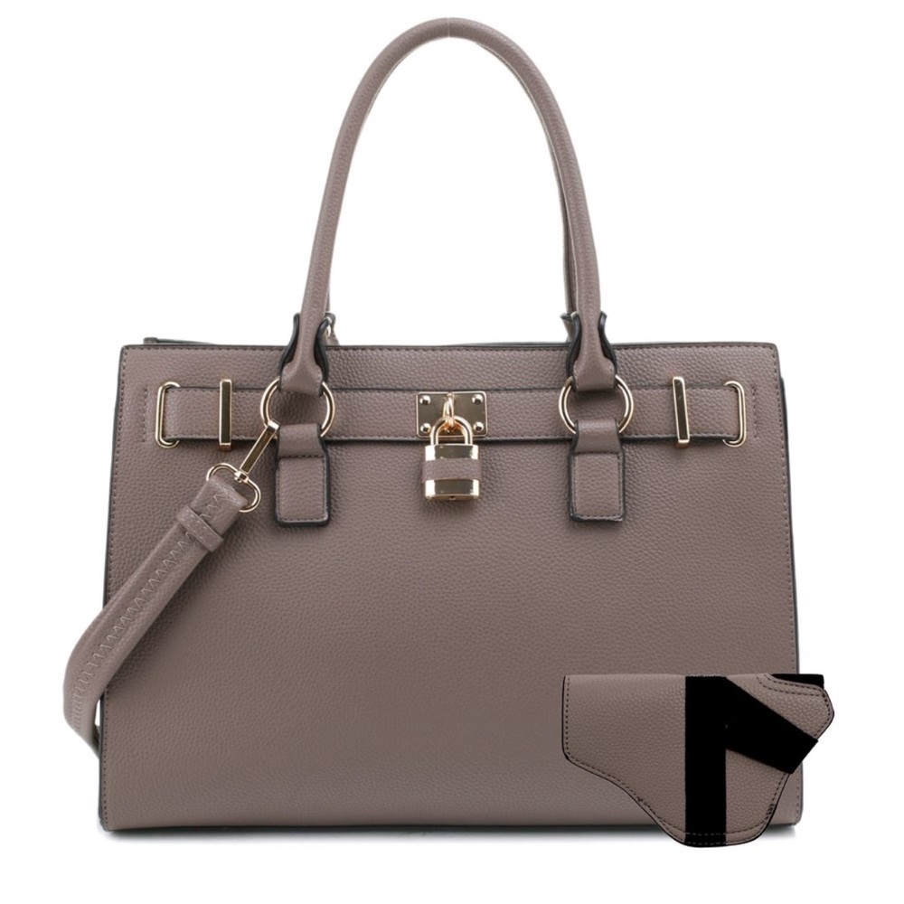 Concealed Carry Purse - Dina Lock Concealed Carry Satchel Stone :3